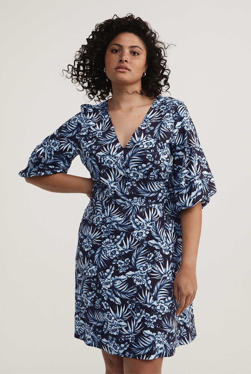 Floral Palm Linen Dress