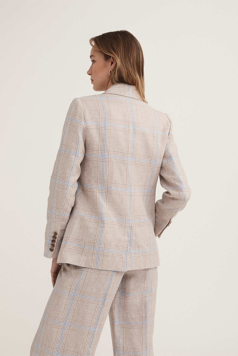 Linen Yarn Dye Check Blazer