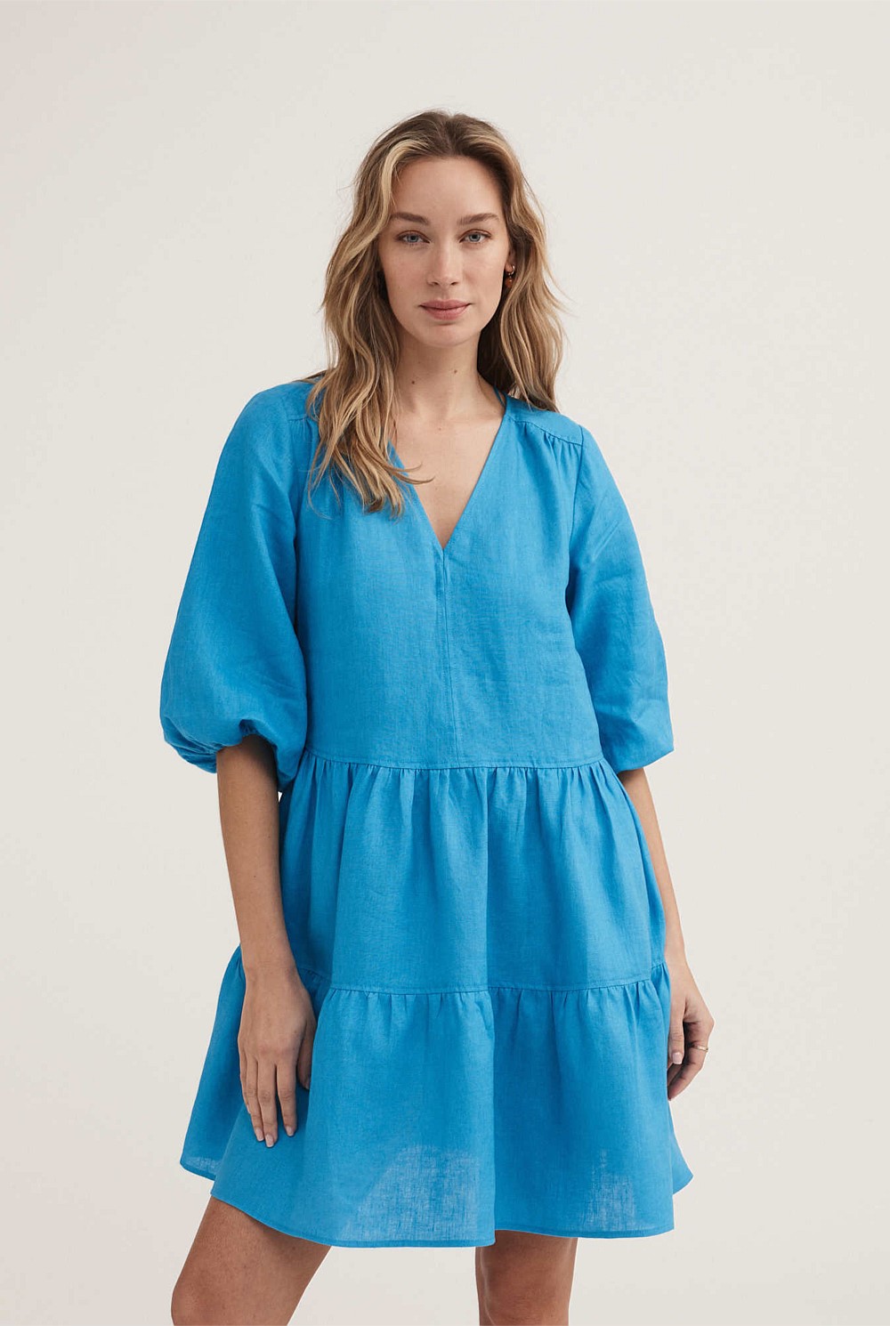 Linen Tiered Trapeze Dress