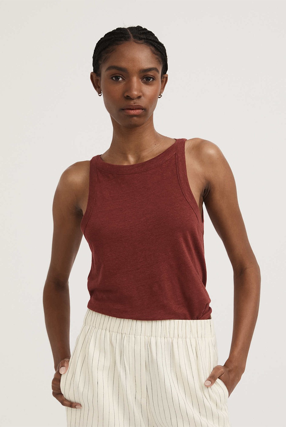 Linen Bind Detail Tank