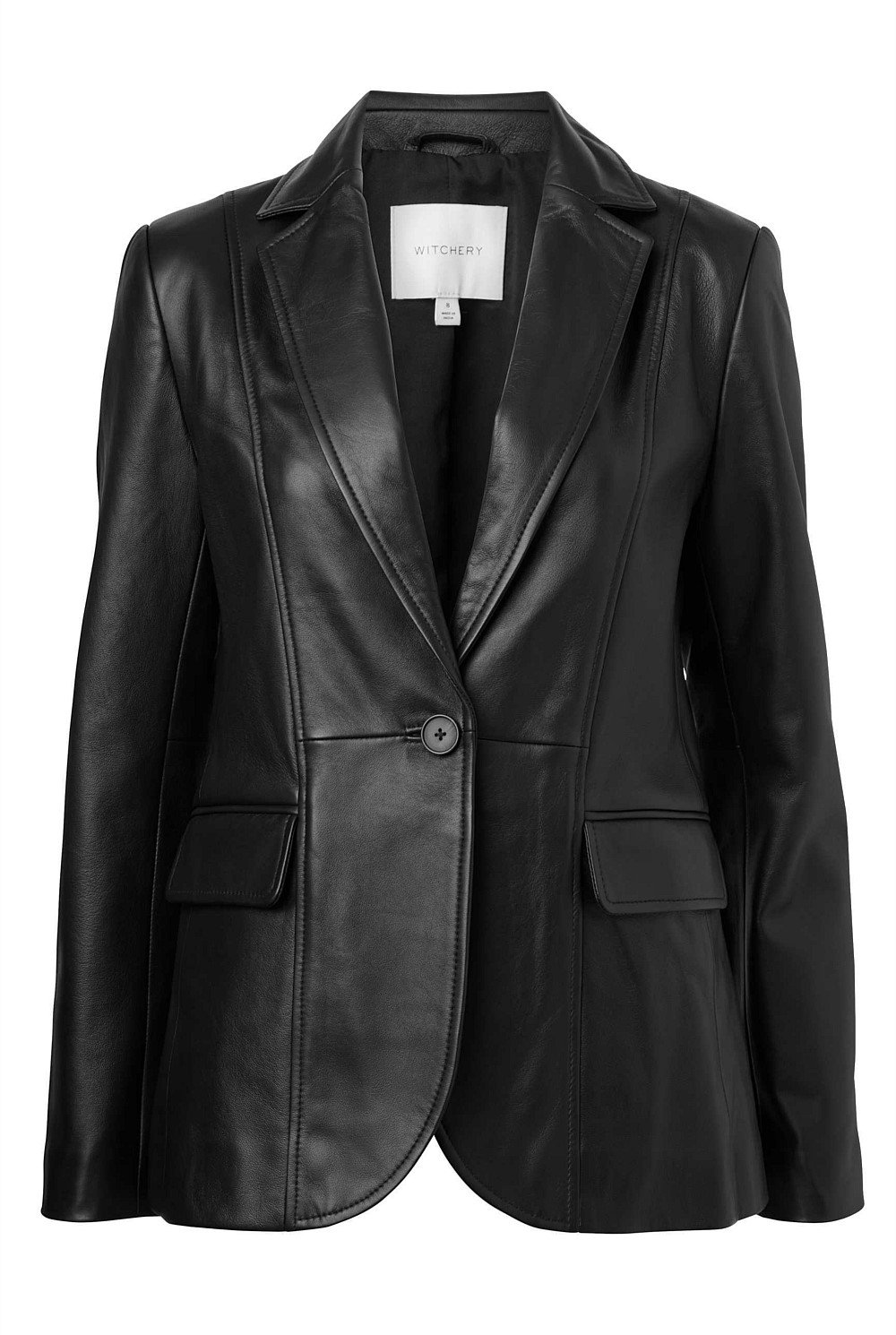 Leather Single-Breasted Blazer