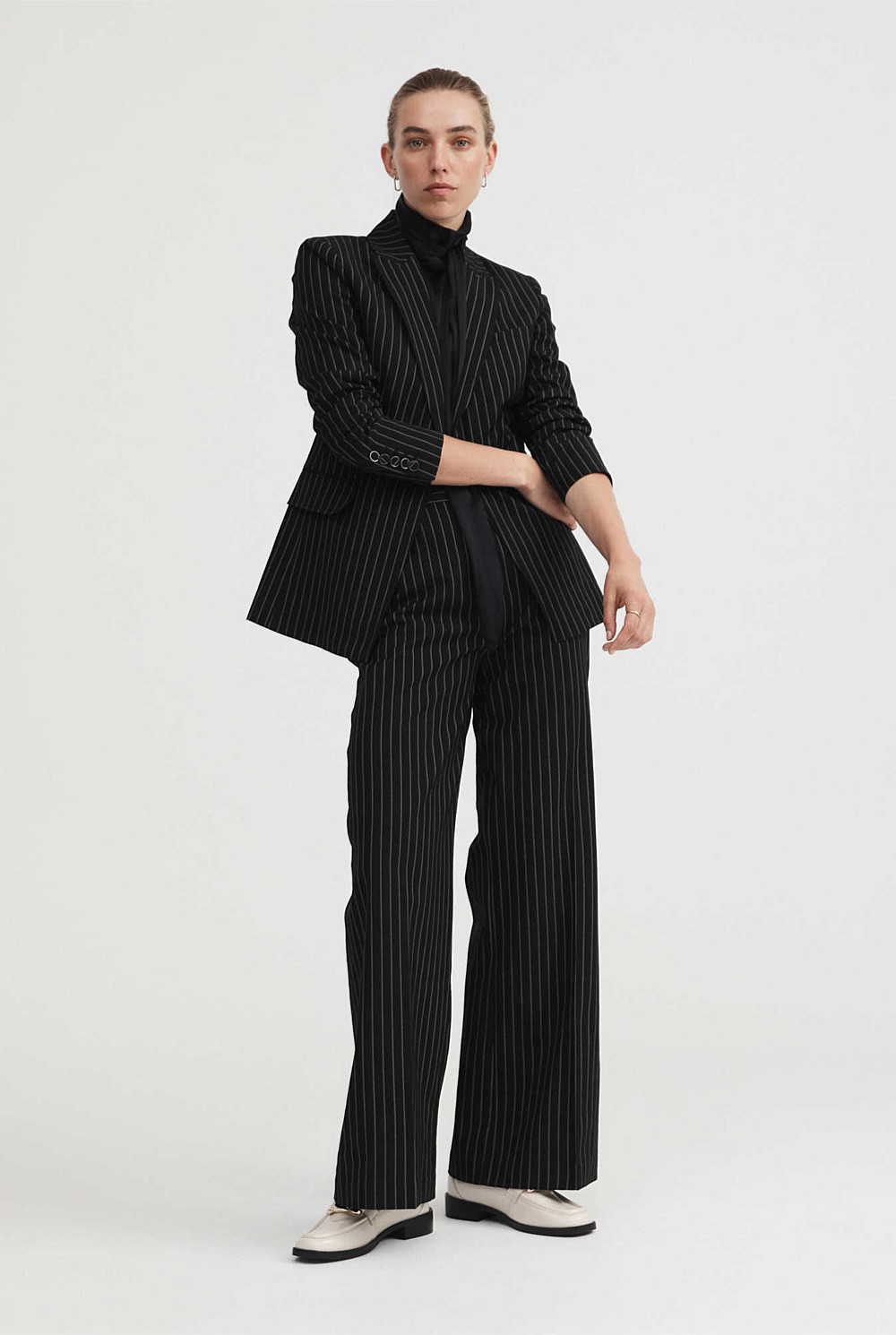 Single-Breasted Pinstripe Blazer