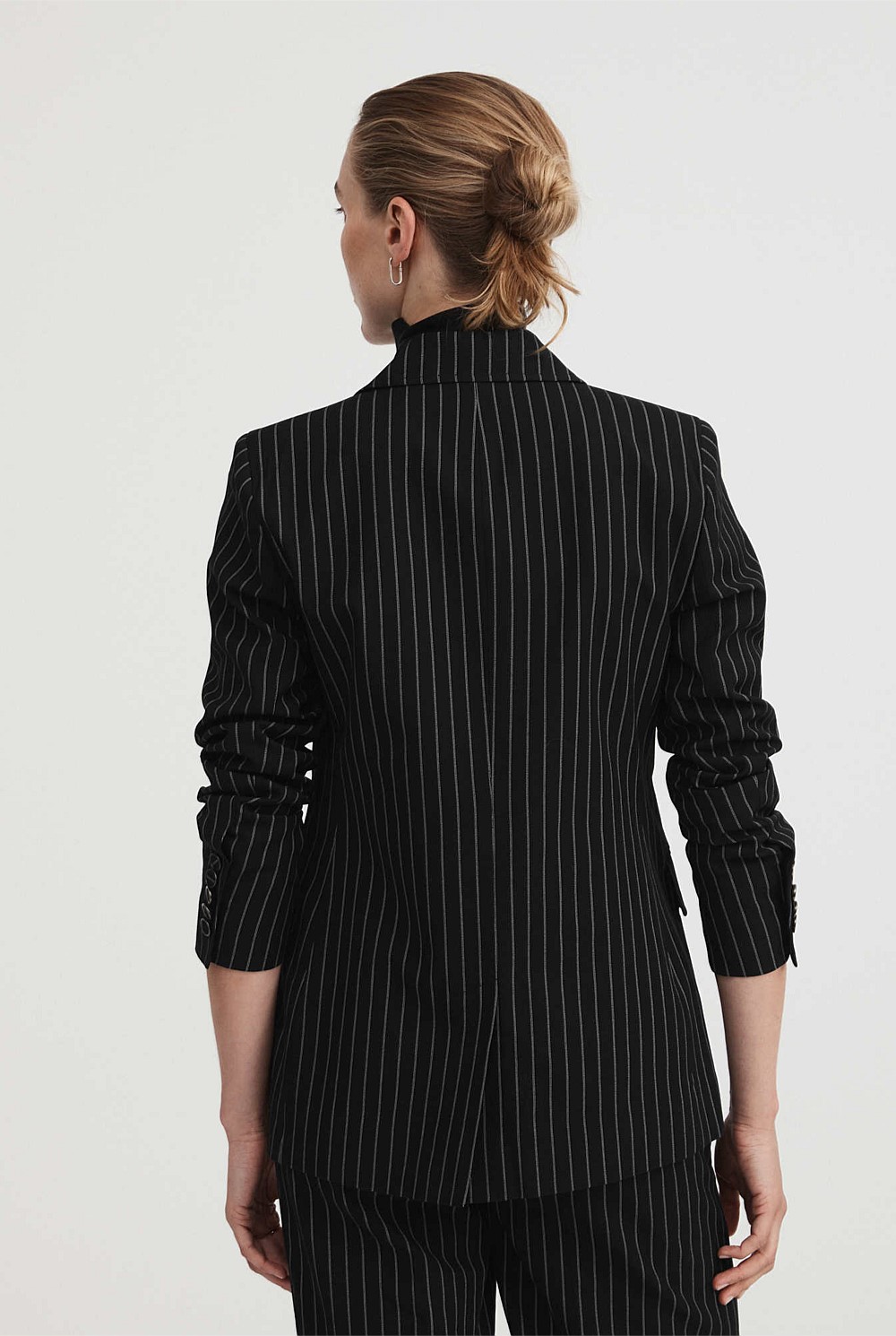 Single-Breasted Pinstripe Blazer
