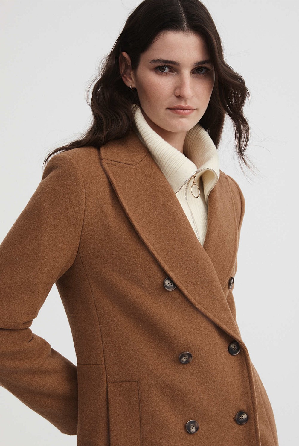 Classic Wool Blend Double Breasted Coat