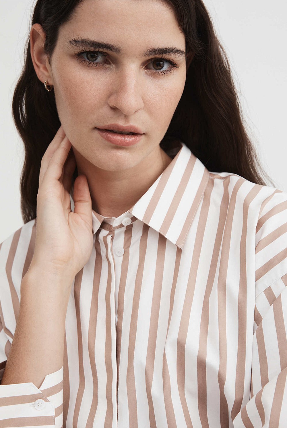 Cotton Stripe Cropped Shirt