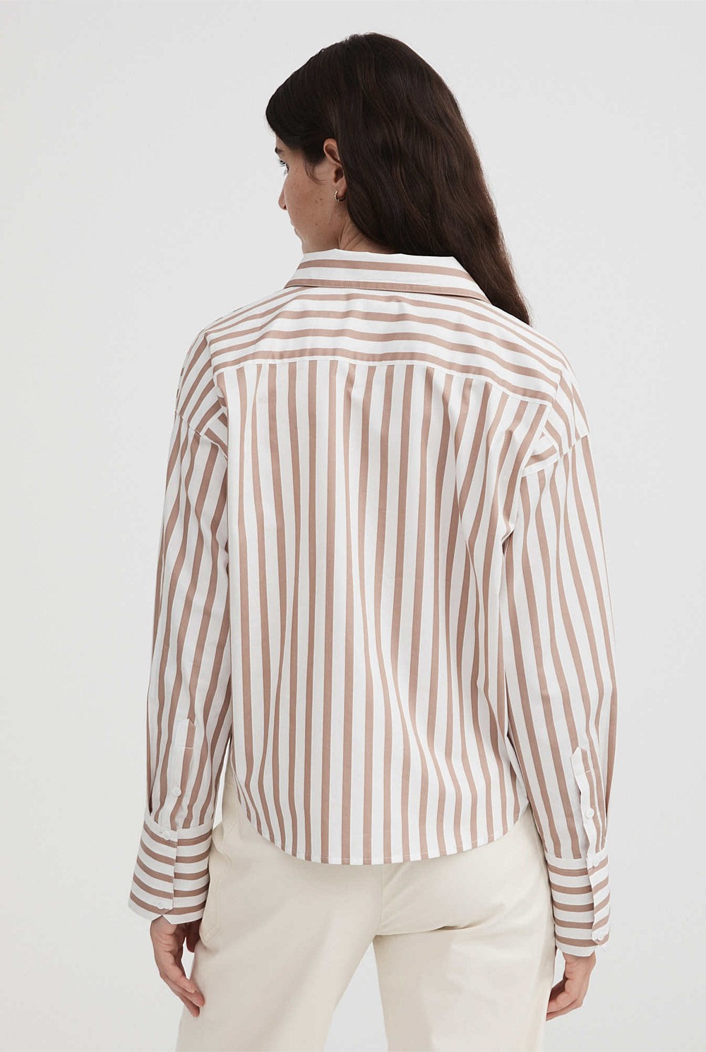 Cotton Stripe Cropped Shirt