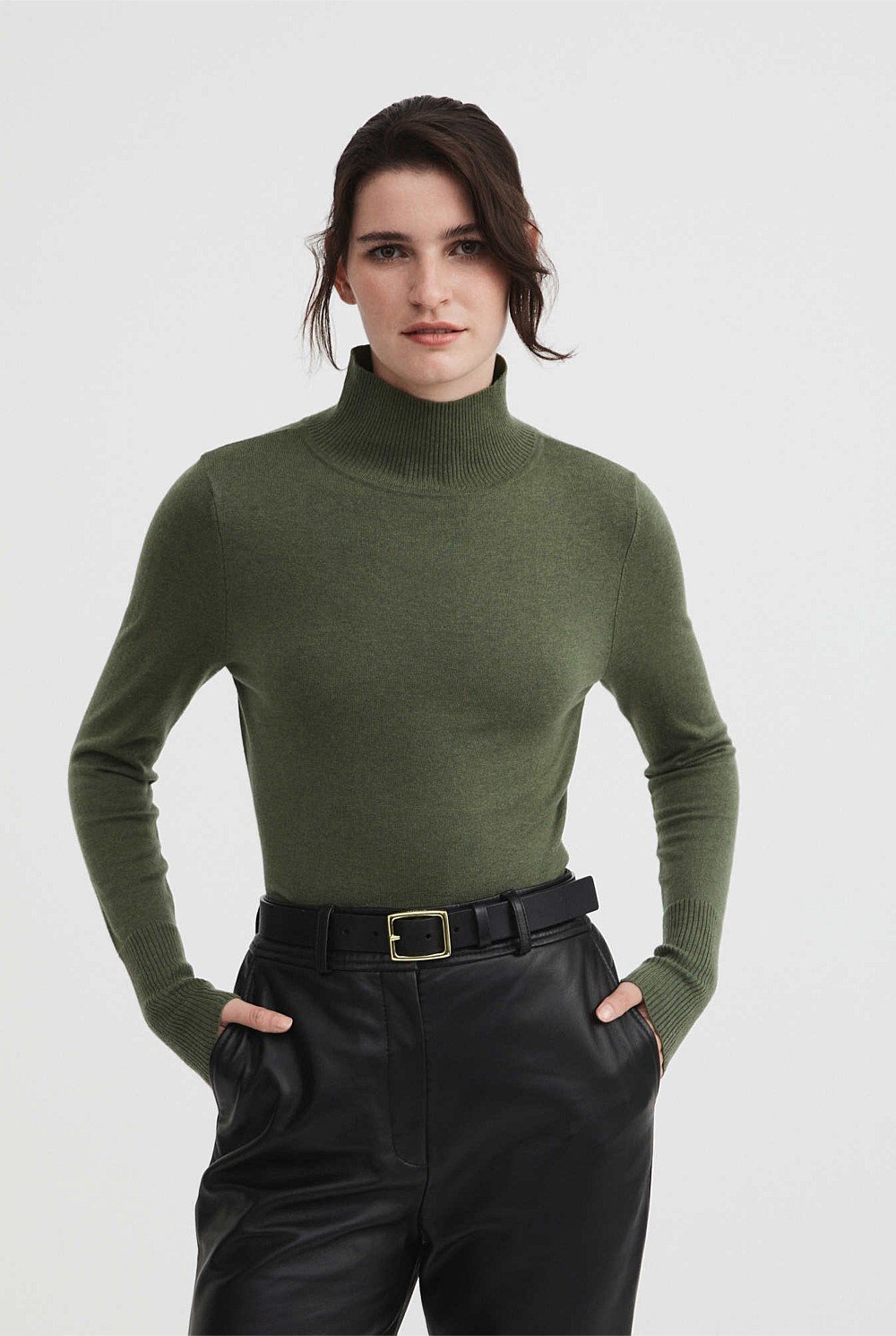 Wool Blend High Neck Knit