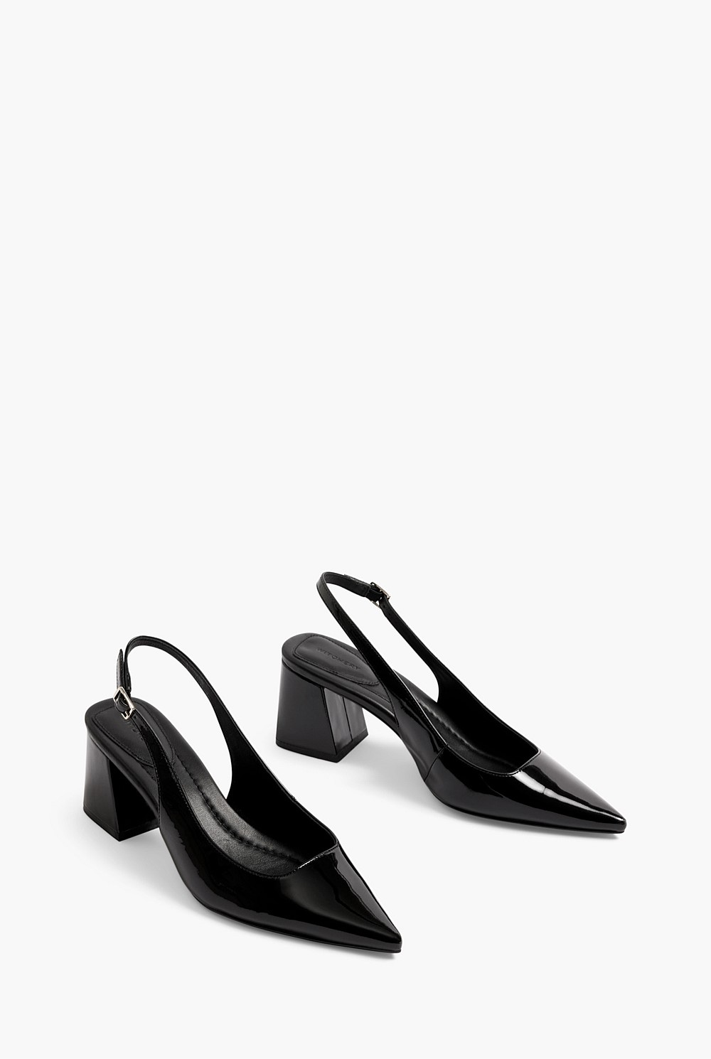 Leather Patent Block Heel