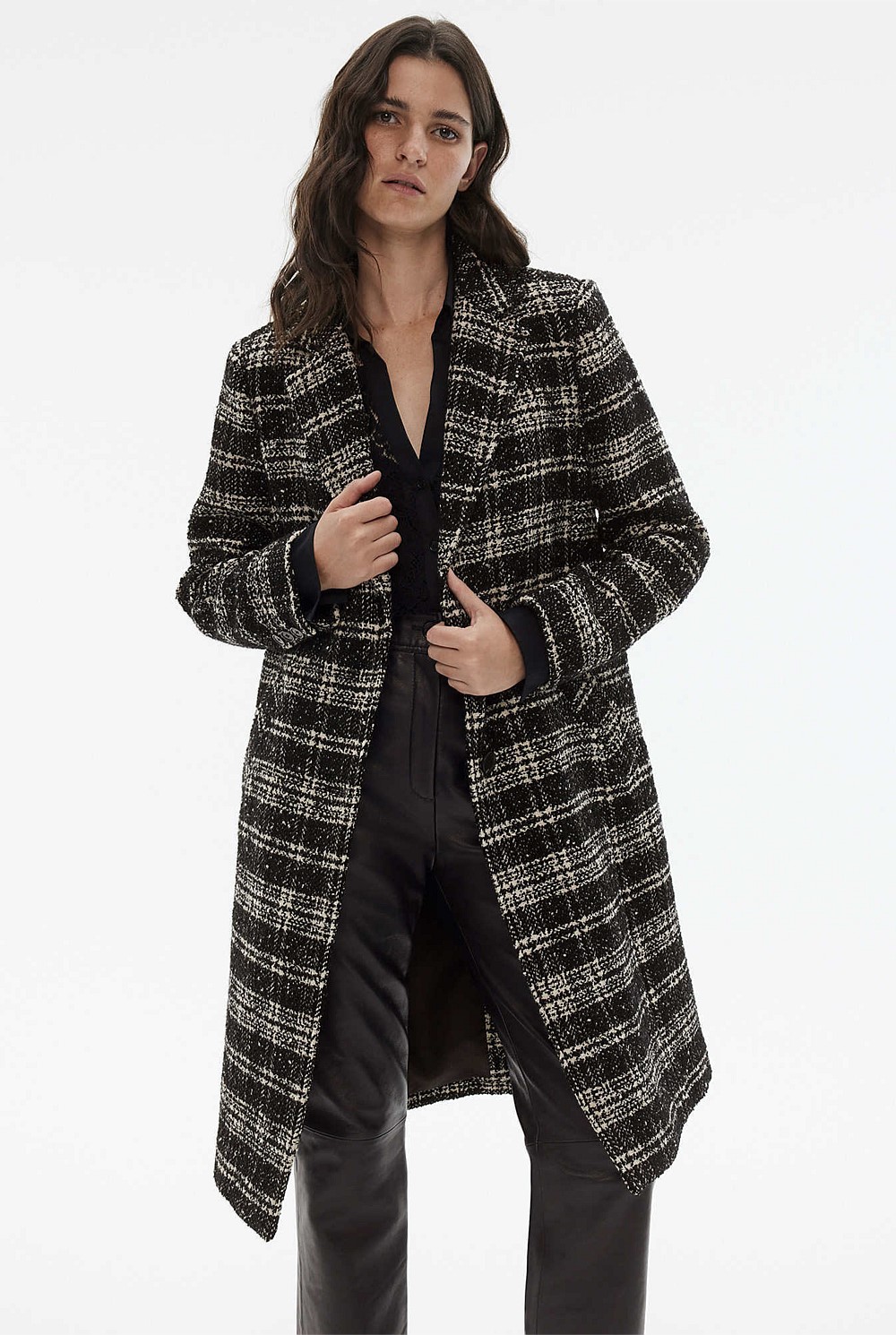 Wool Blend Yarn Dye Check Coat