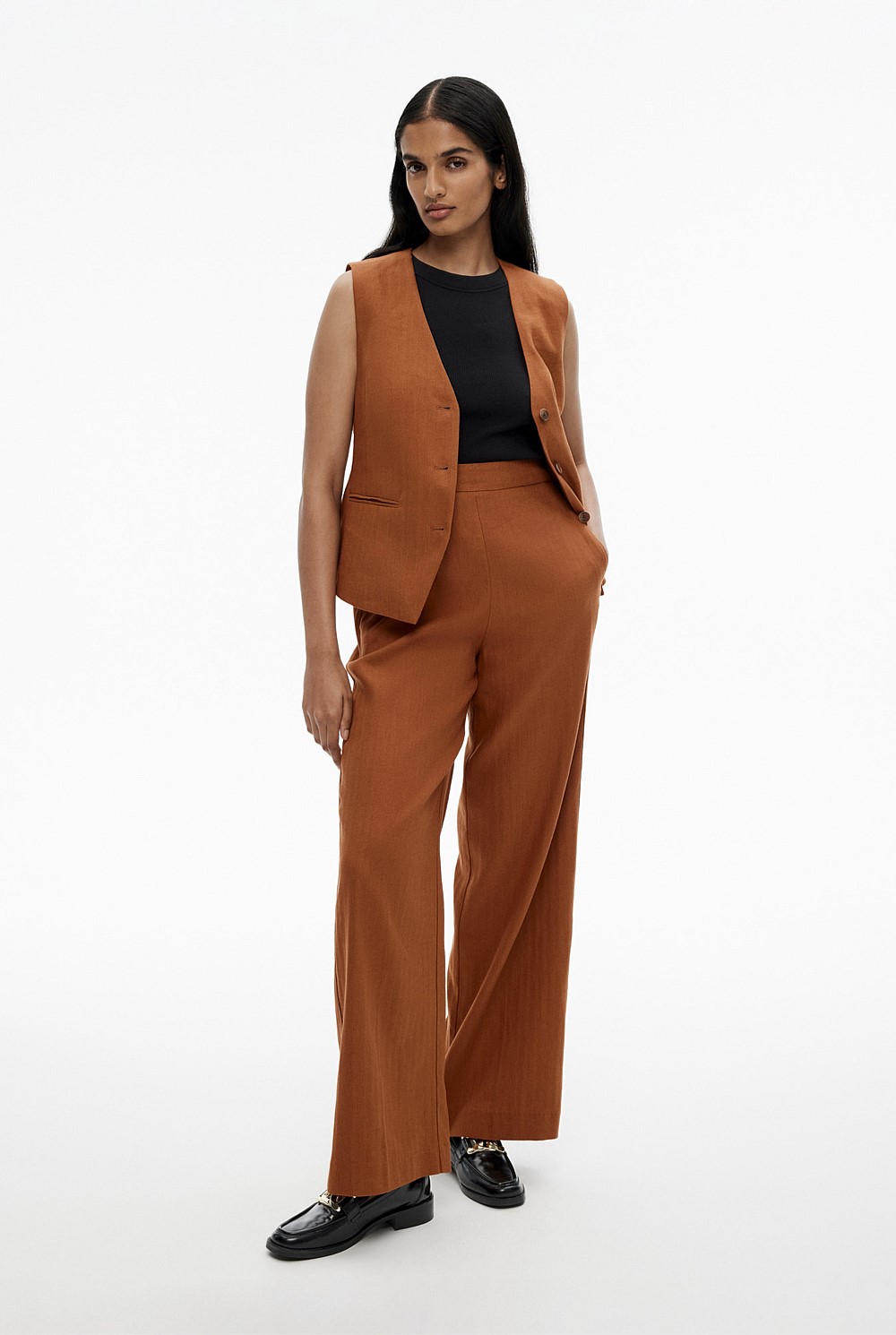 Cotton Linen Pull On Pant