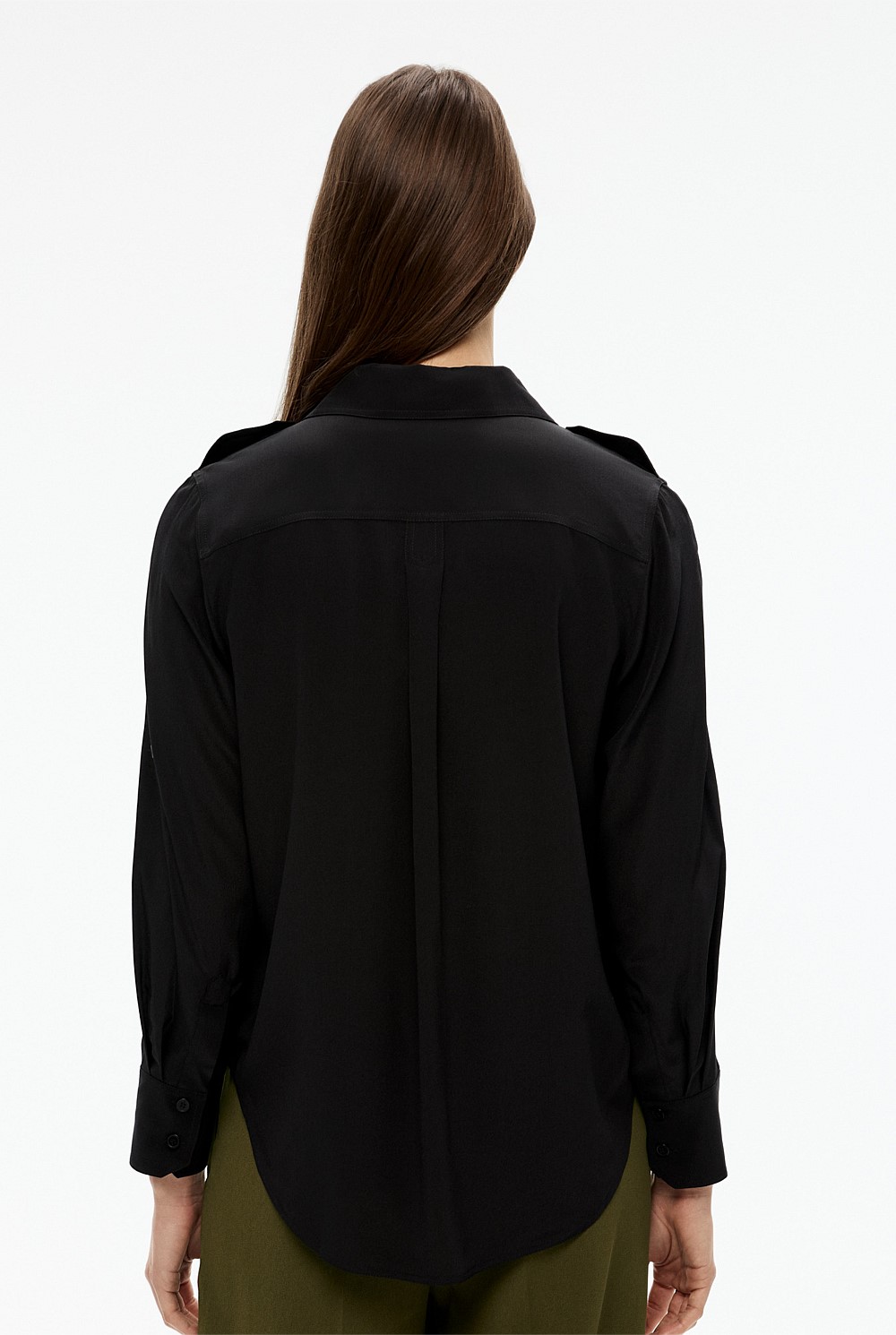 Silk Utility Tab Sleeve Shirt