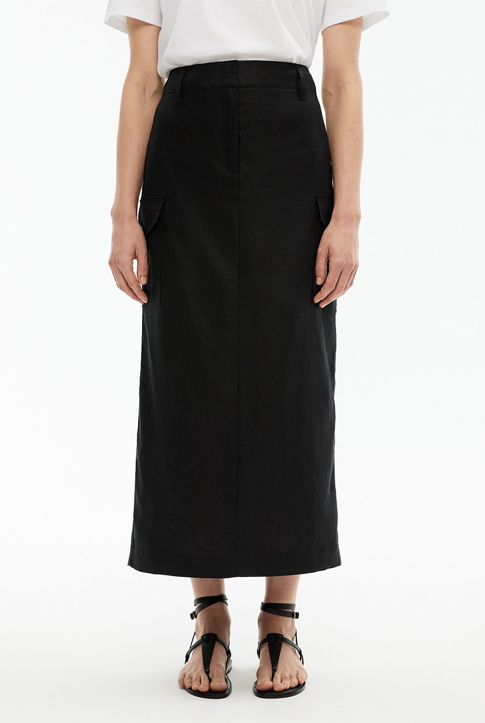 Linen Maxi Utility Skirt