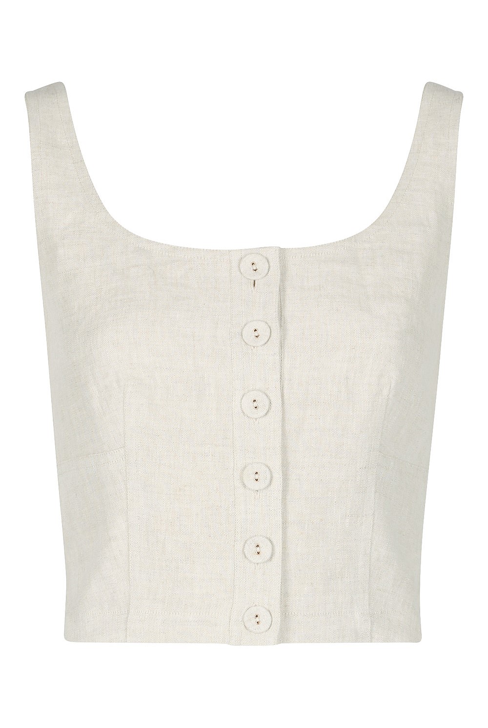 French Linen Cropped Button Bodice