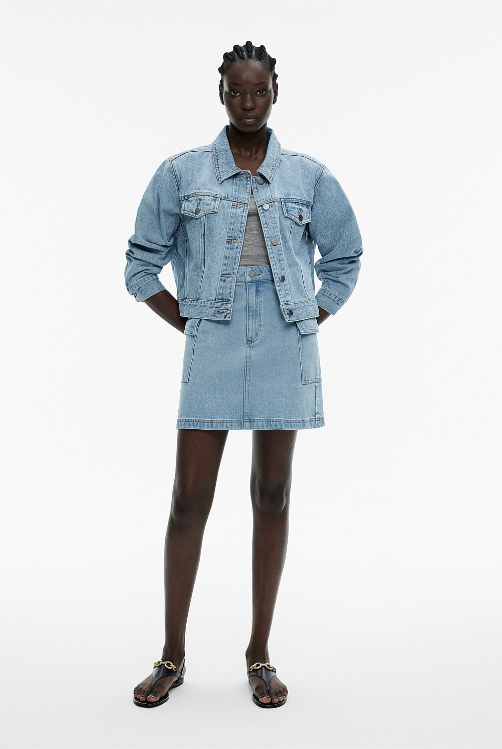 Denim Cargo Skirt