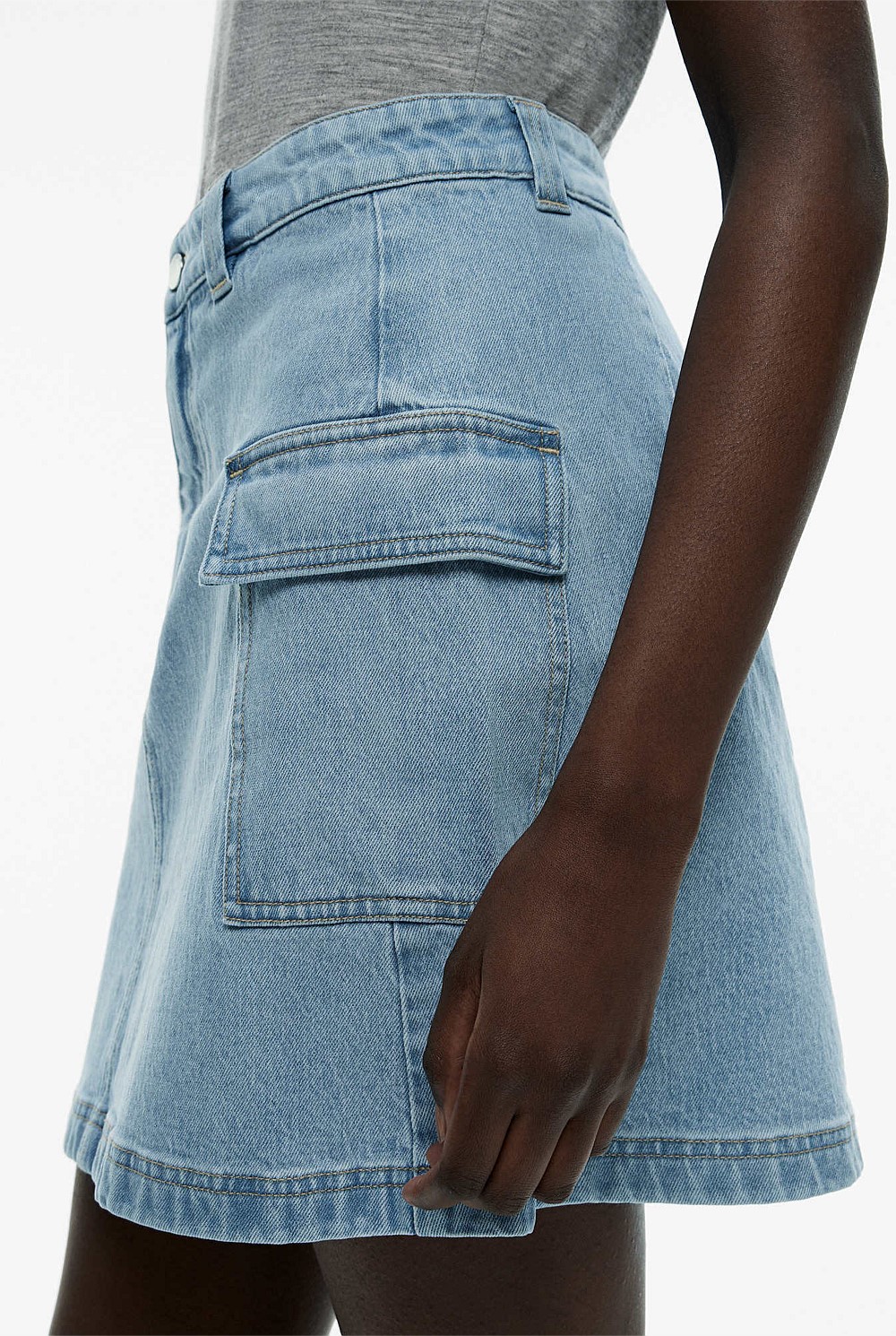 Denim Cargo Skirt