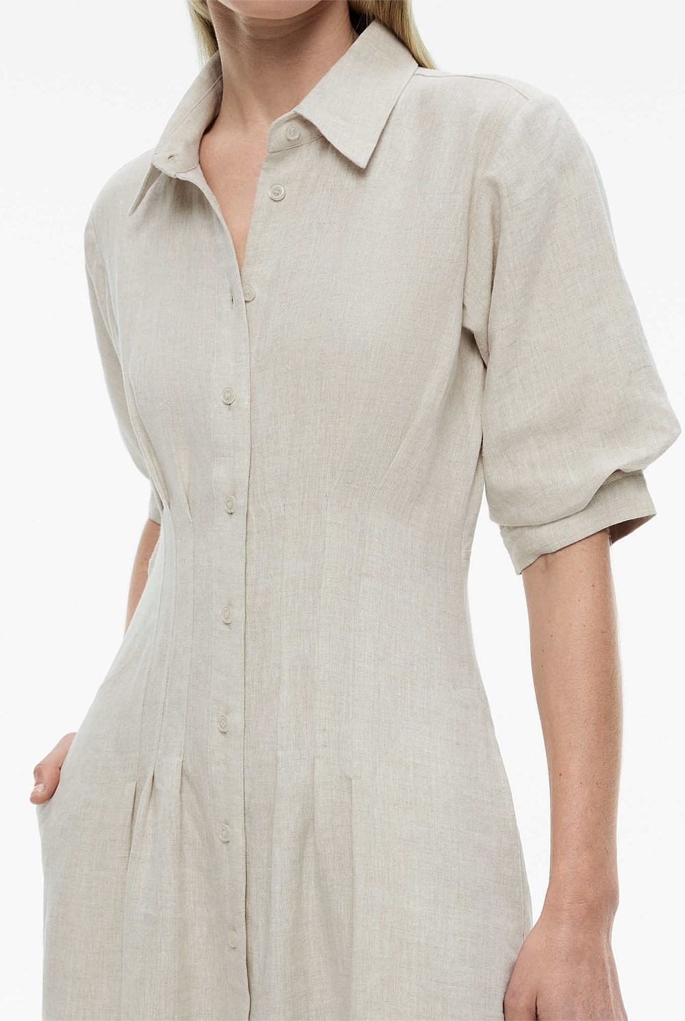 French Linen Dart Midi Dress