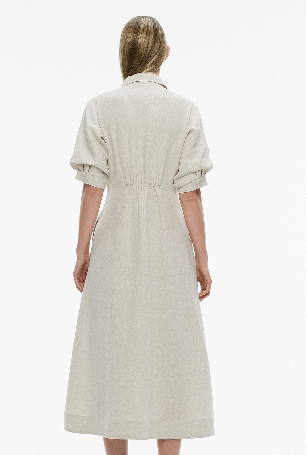 French Linen Dart Midi Dress