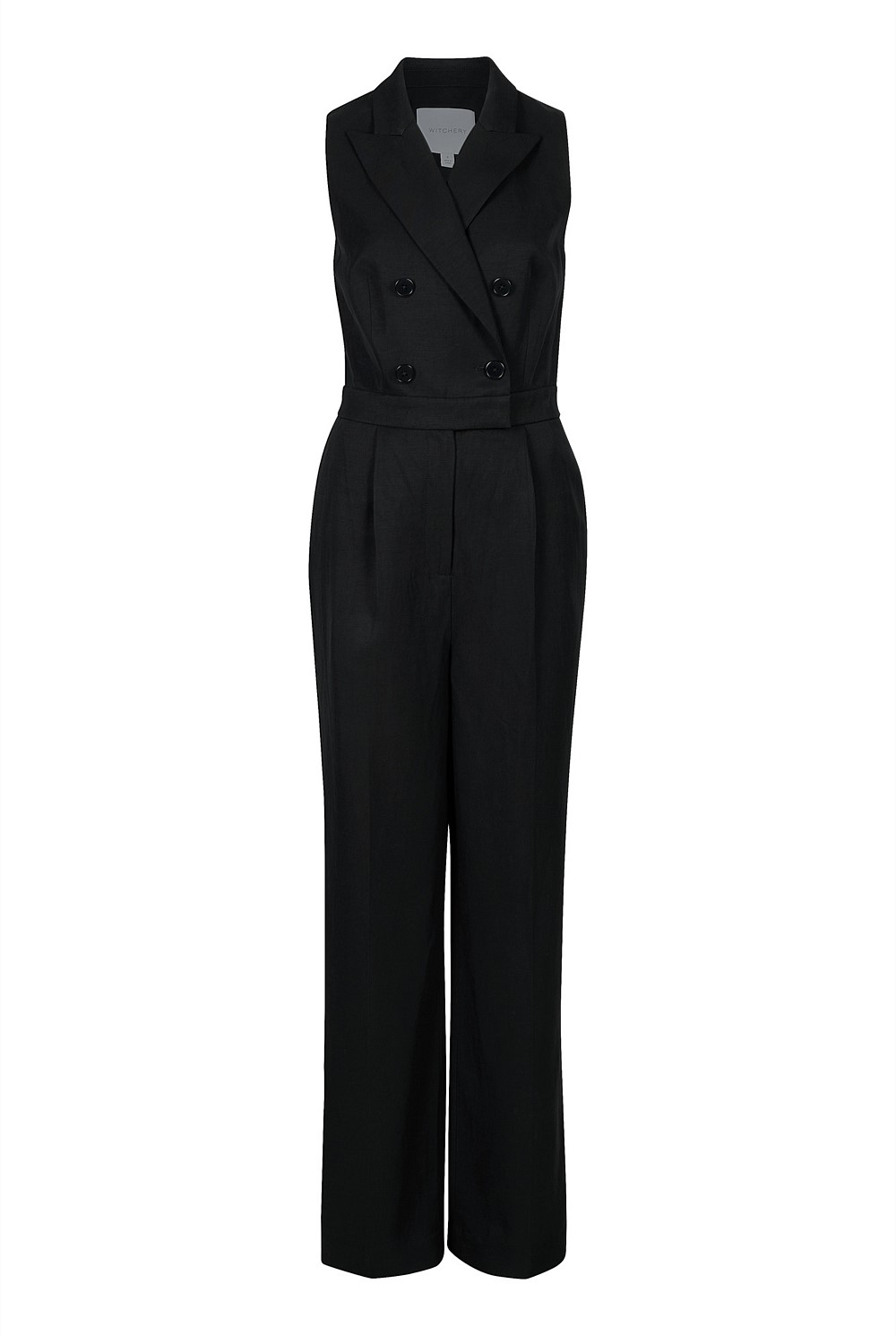 Linen Blend Tuxedo Jumpsuit