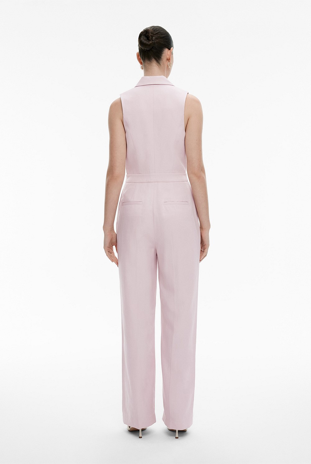 Linen Blend Tuxedo Jumpsuit