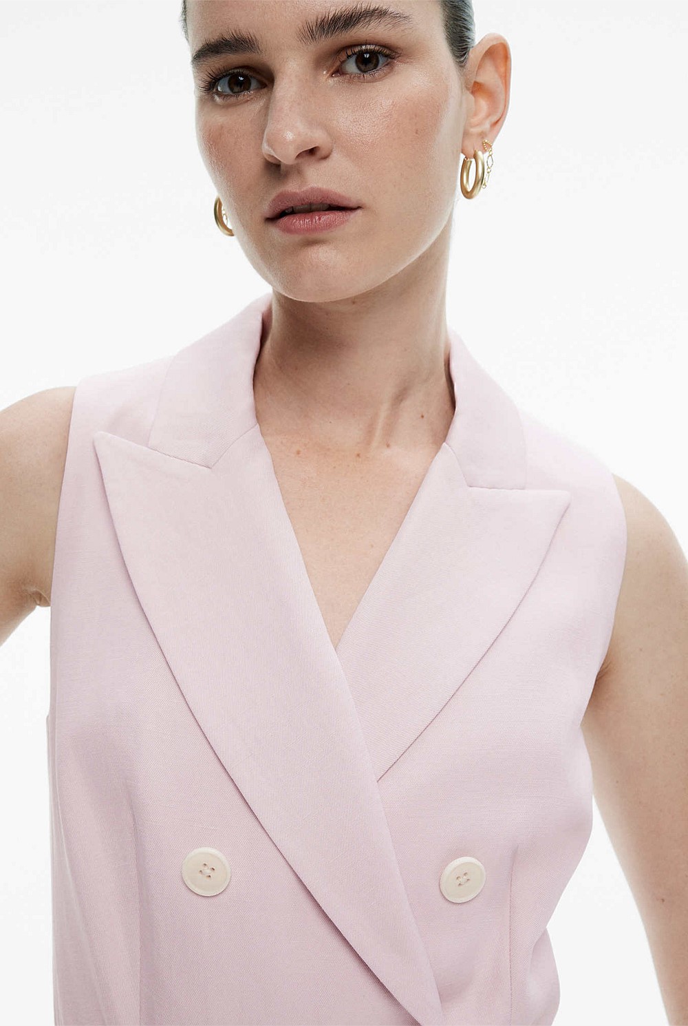 Linen Blend Tuxedo Jumpsuit