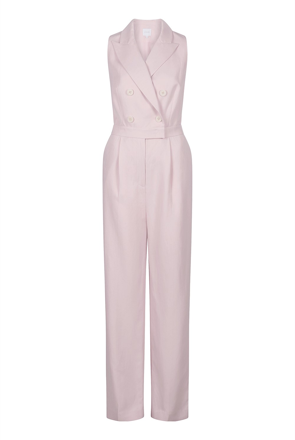 Linen Blend Tuxedo Jumpsuit