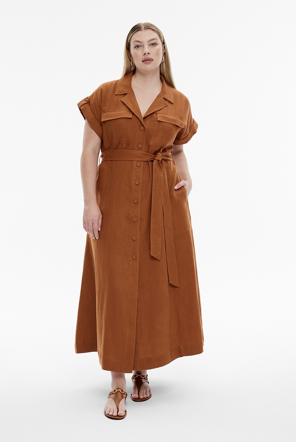 Linen Utility Shirt Dress