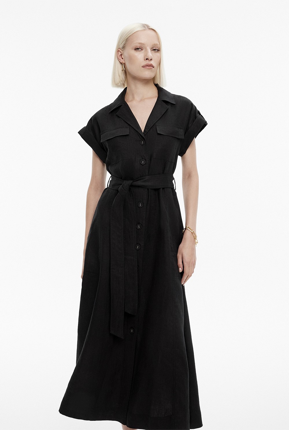 Linen Utility Shirt Dress