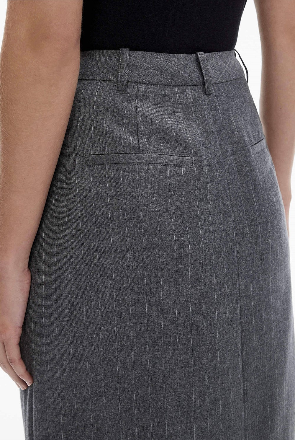 Wool Blend Pinstripe Skirt