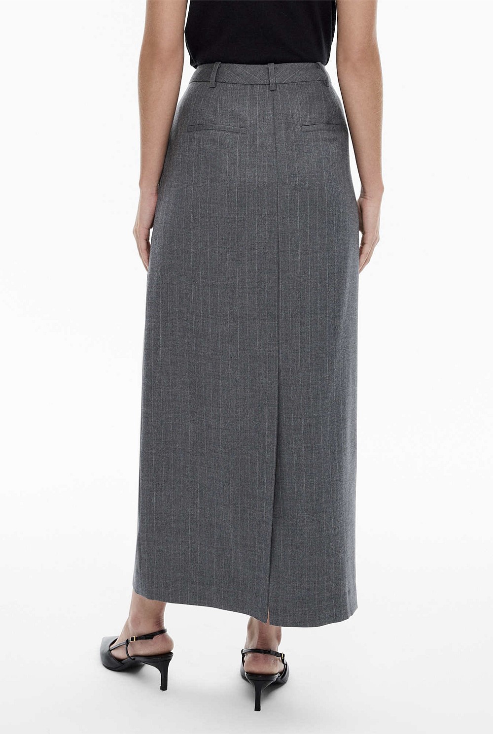 Wool Blend Pinstripe Skirt
