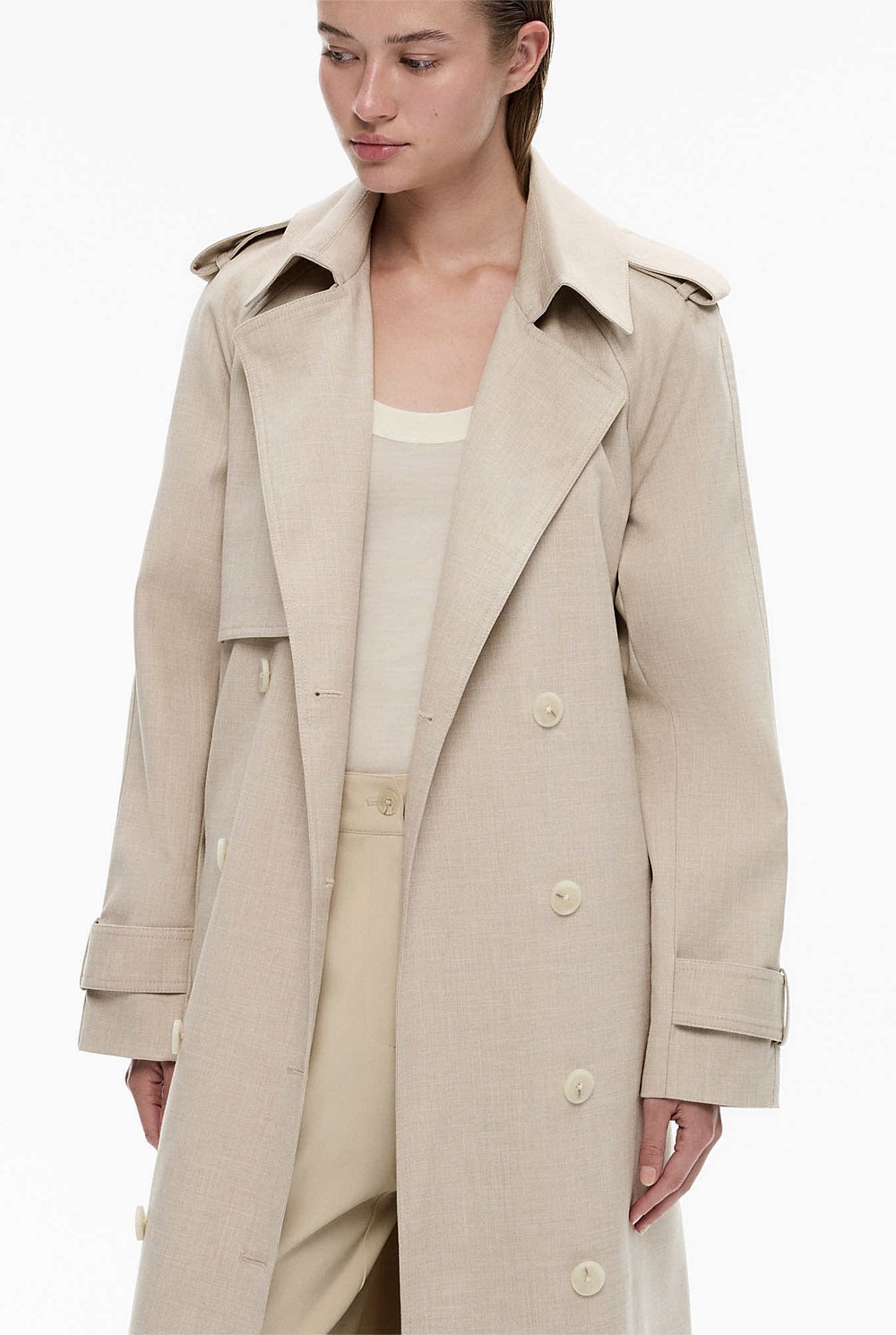 Yarn-Dye Draped Trench Coat