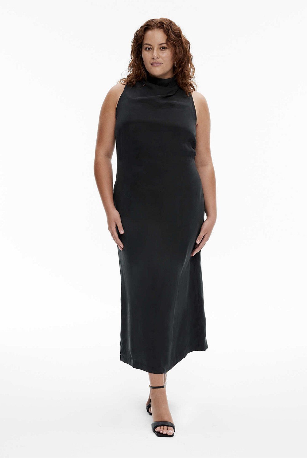 Cupro Mock Neck Dress