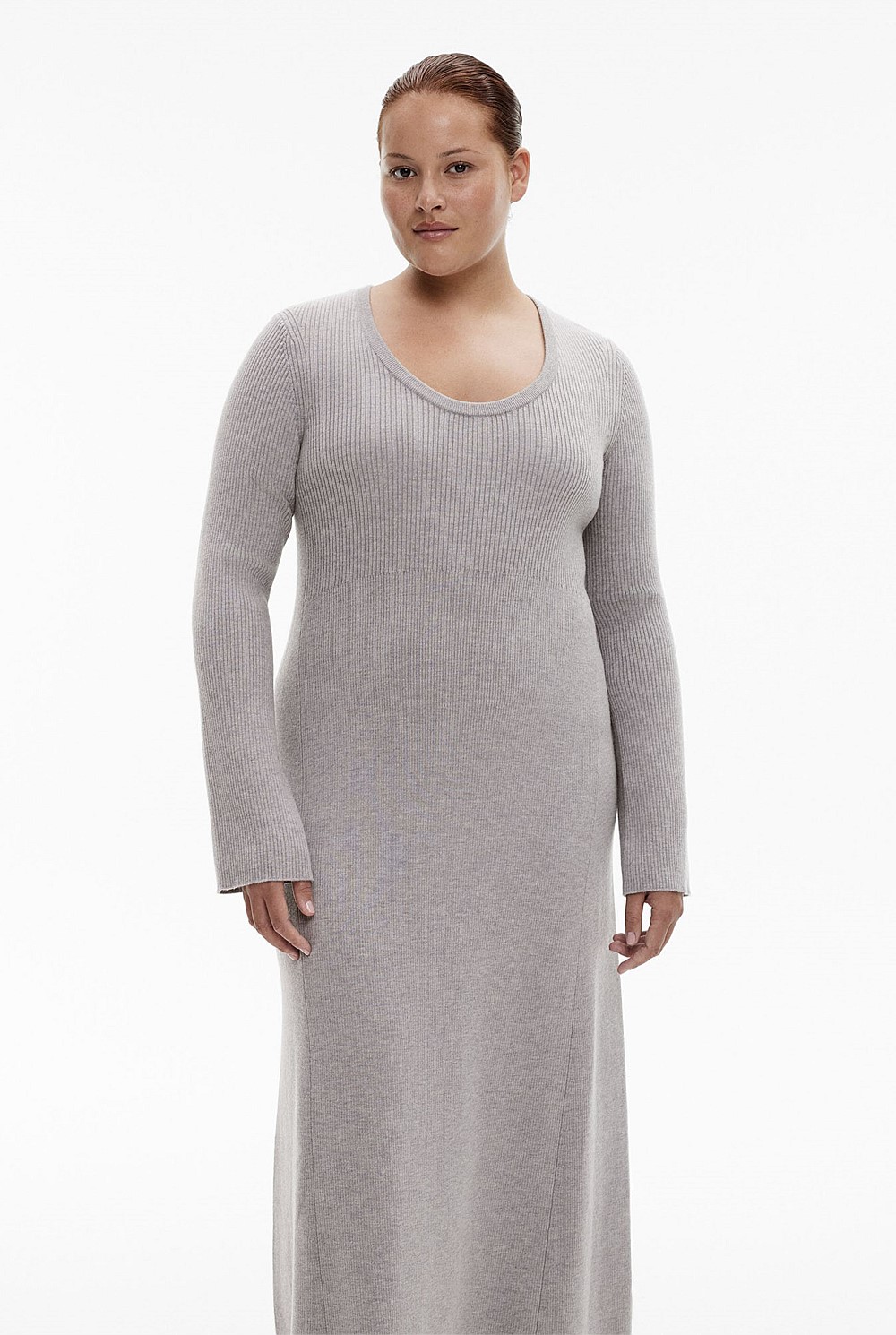 Wool Blend Scoop Knit Dress