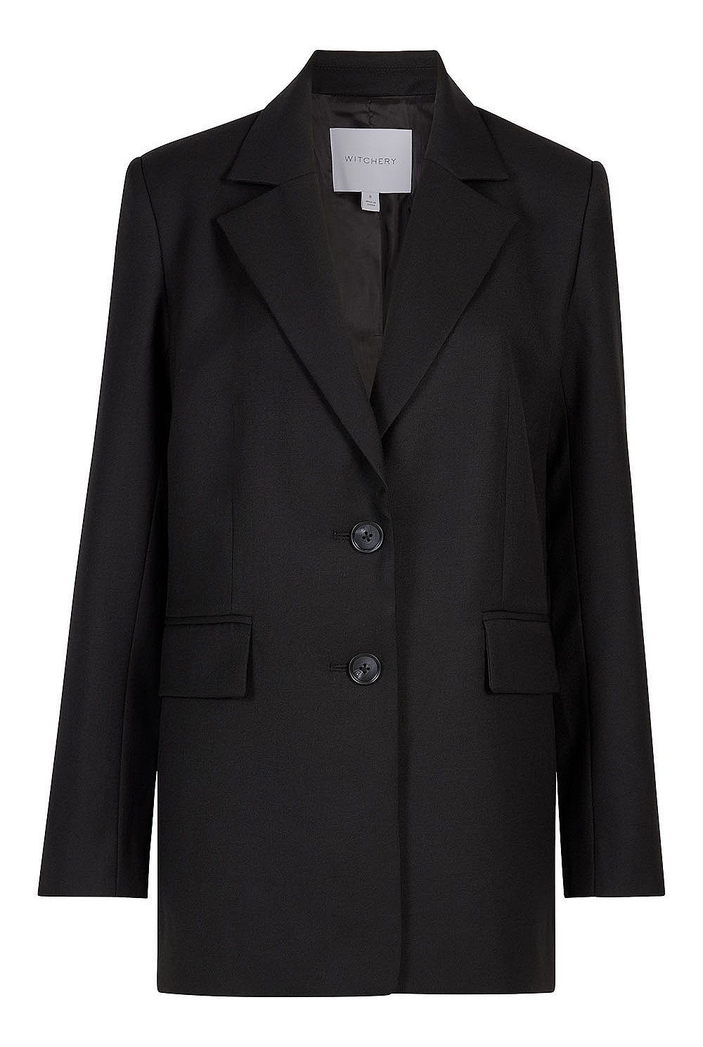 Wool Blend Single-Breasted Boxy Blazer