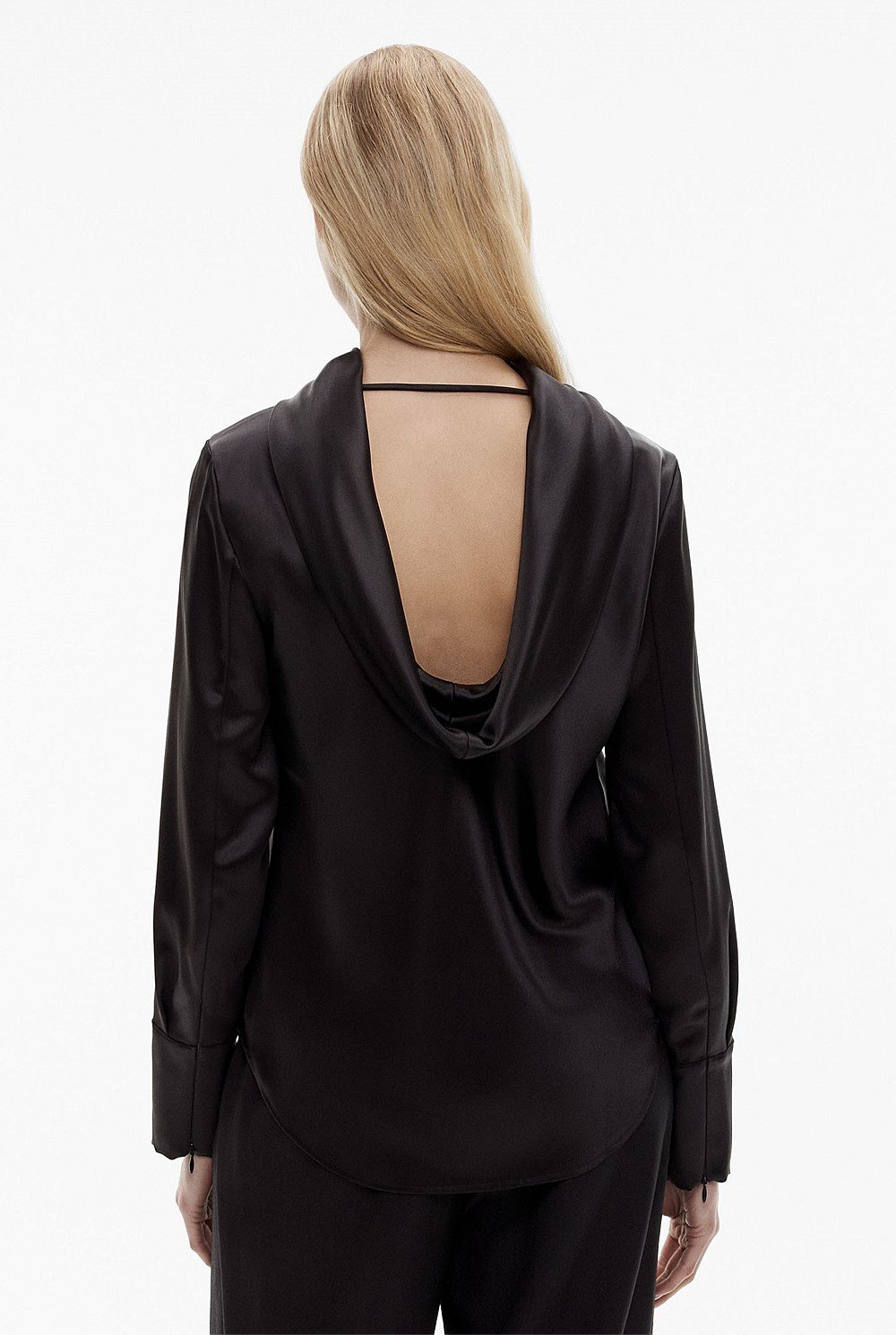 Drape Neck Long Sleeve Blouse