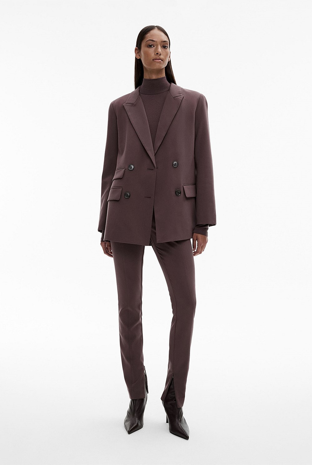 Viscose Blend Double-Breasted Blazer