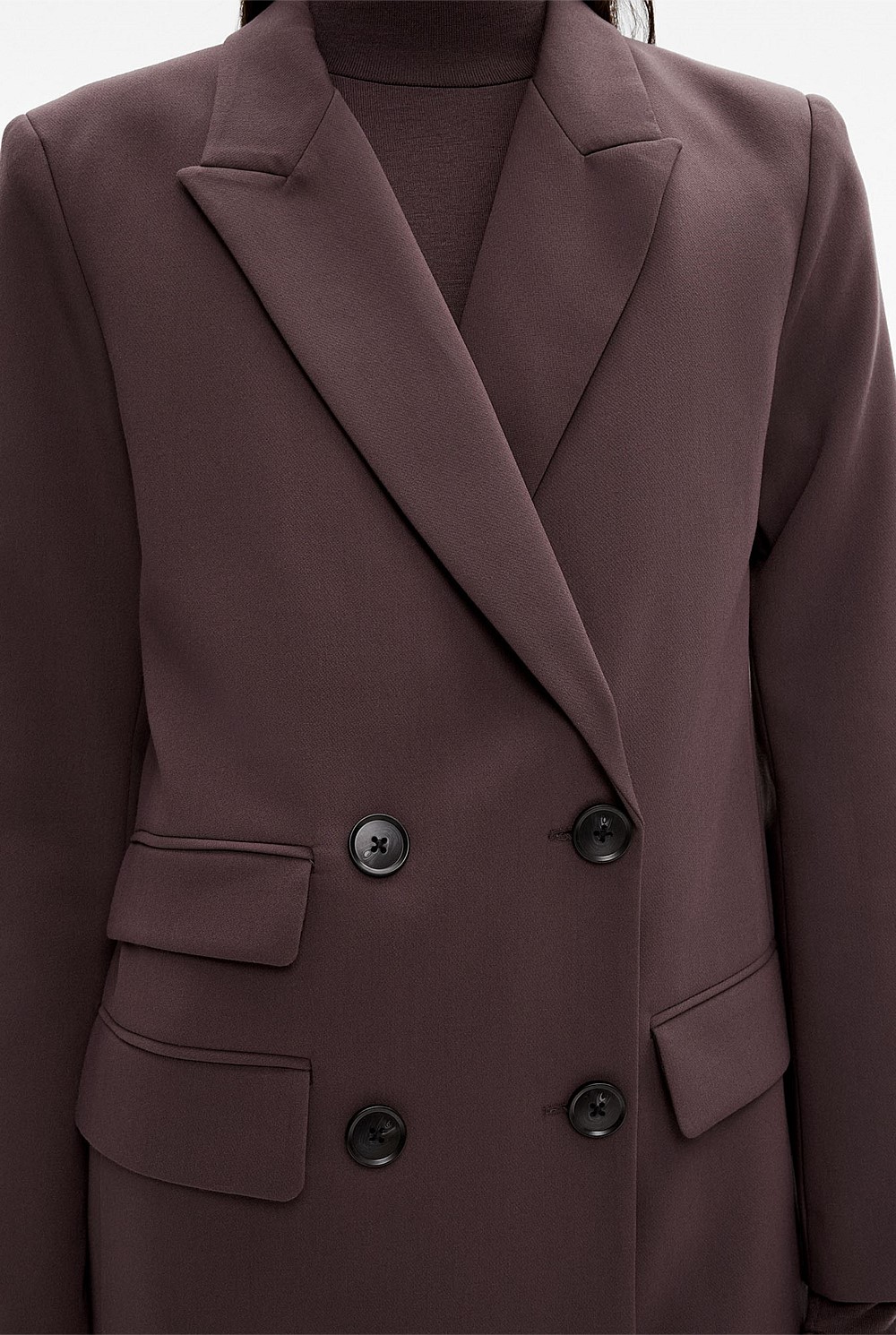 Viscose Blend Double-Breasted Blazer
