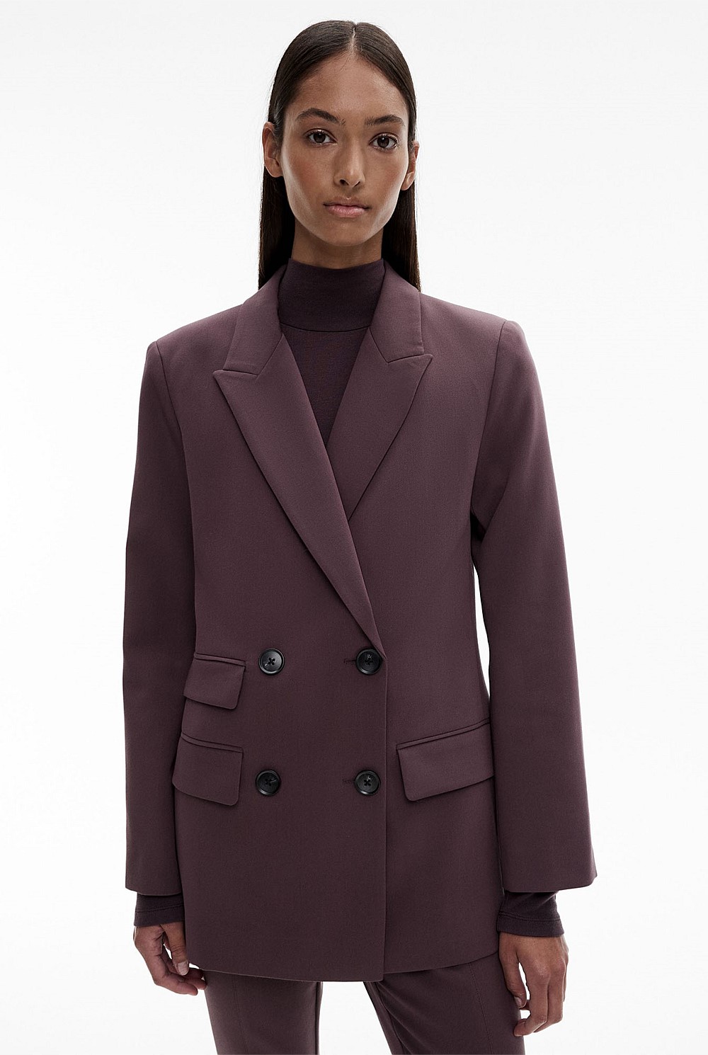 Viscose Blend Double-Breasted Blazer