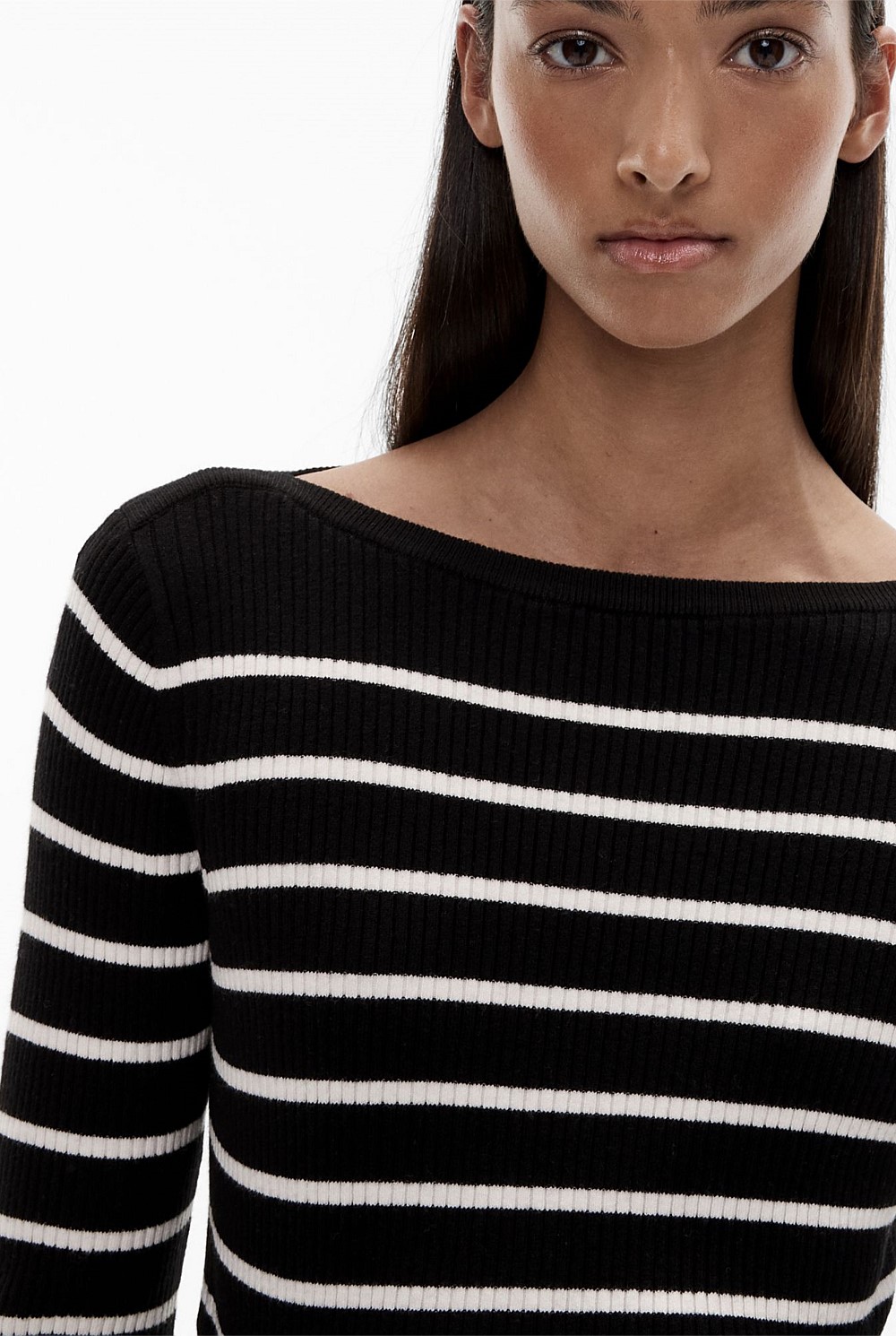 Stripe Boat Neck Knit