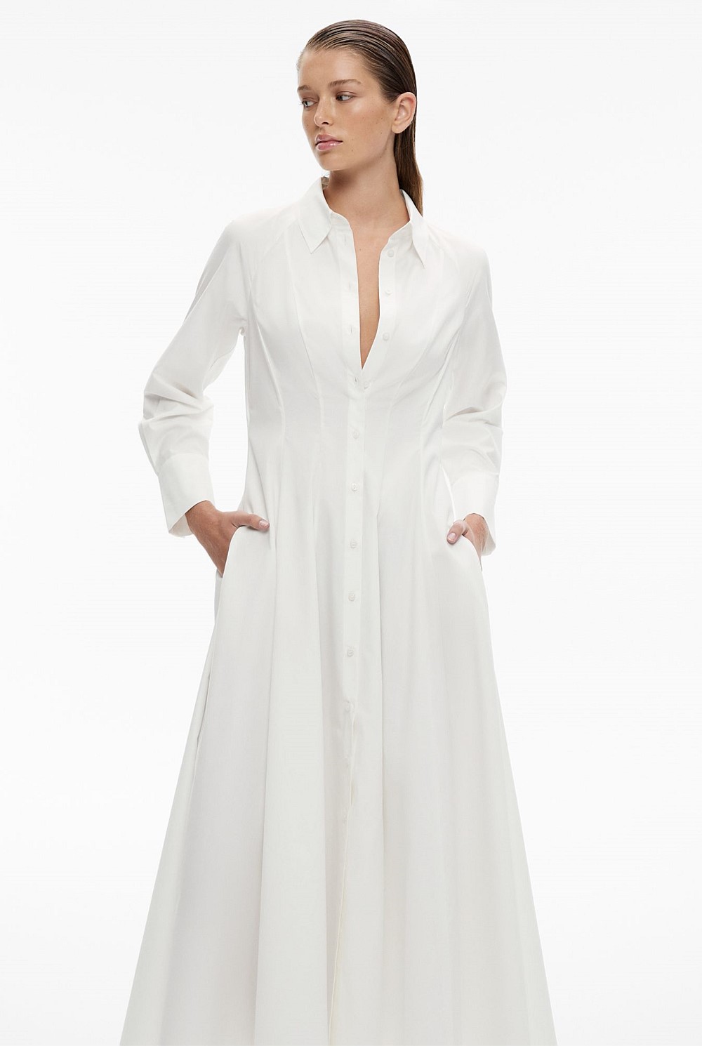 Seam Detail Maxi Shirt Dress