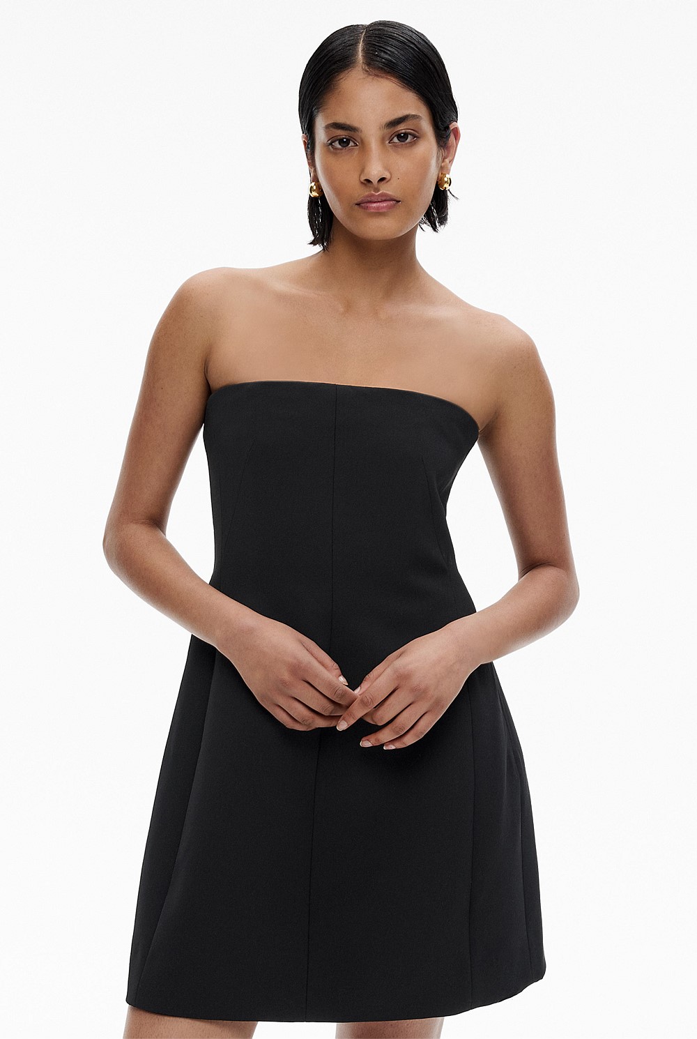 Wool Strapless Mini Dress
