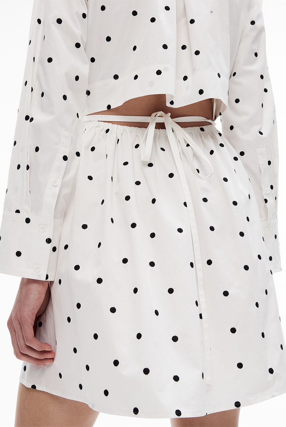 Embroidered Spot Mini Shirt Dress