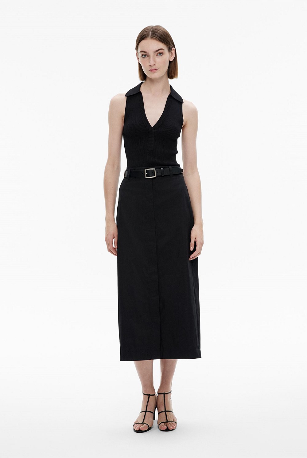 Button Through Midi Skirt