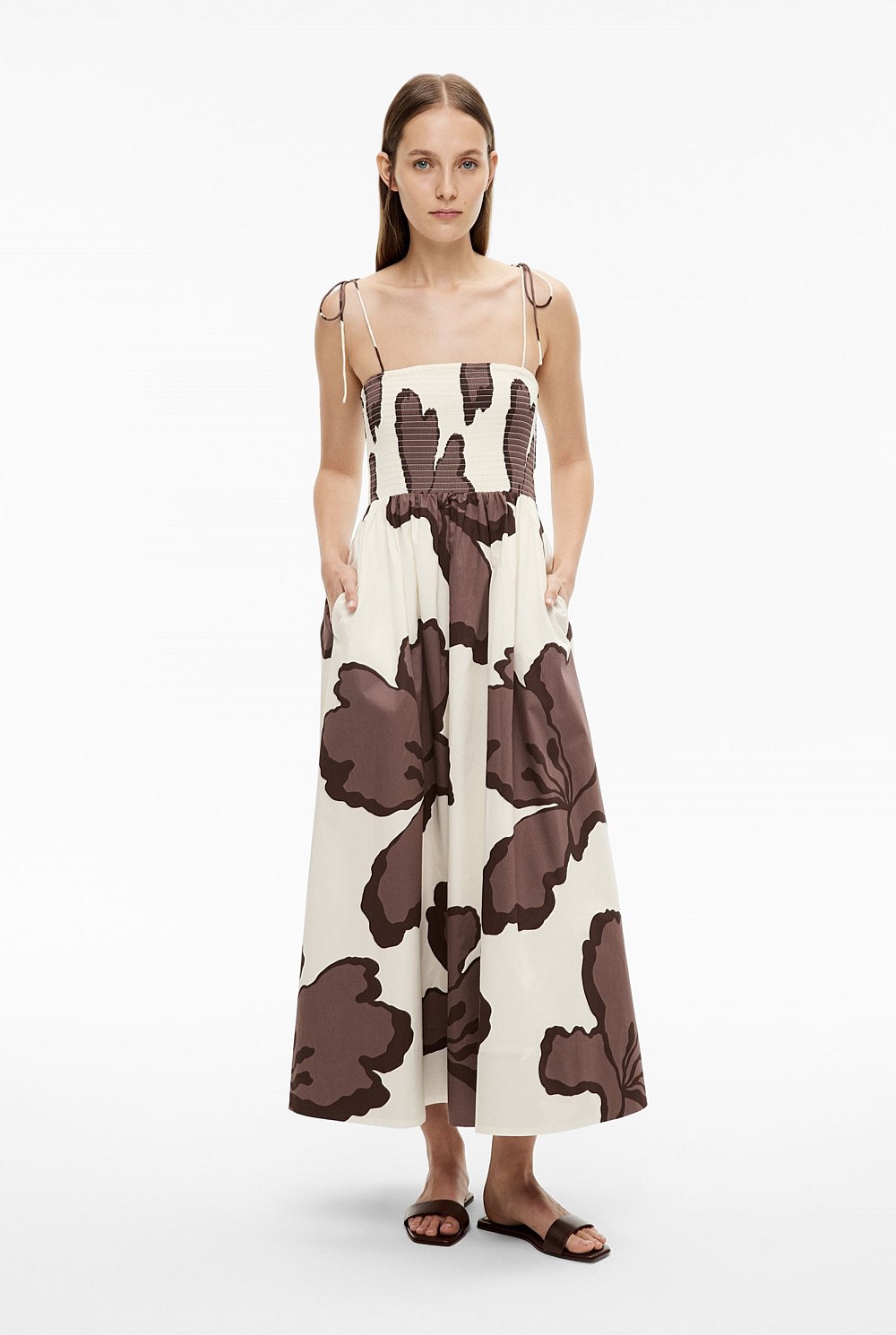 Shirred Print Maxi Dress