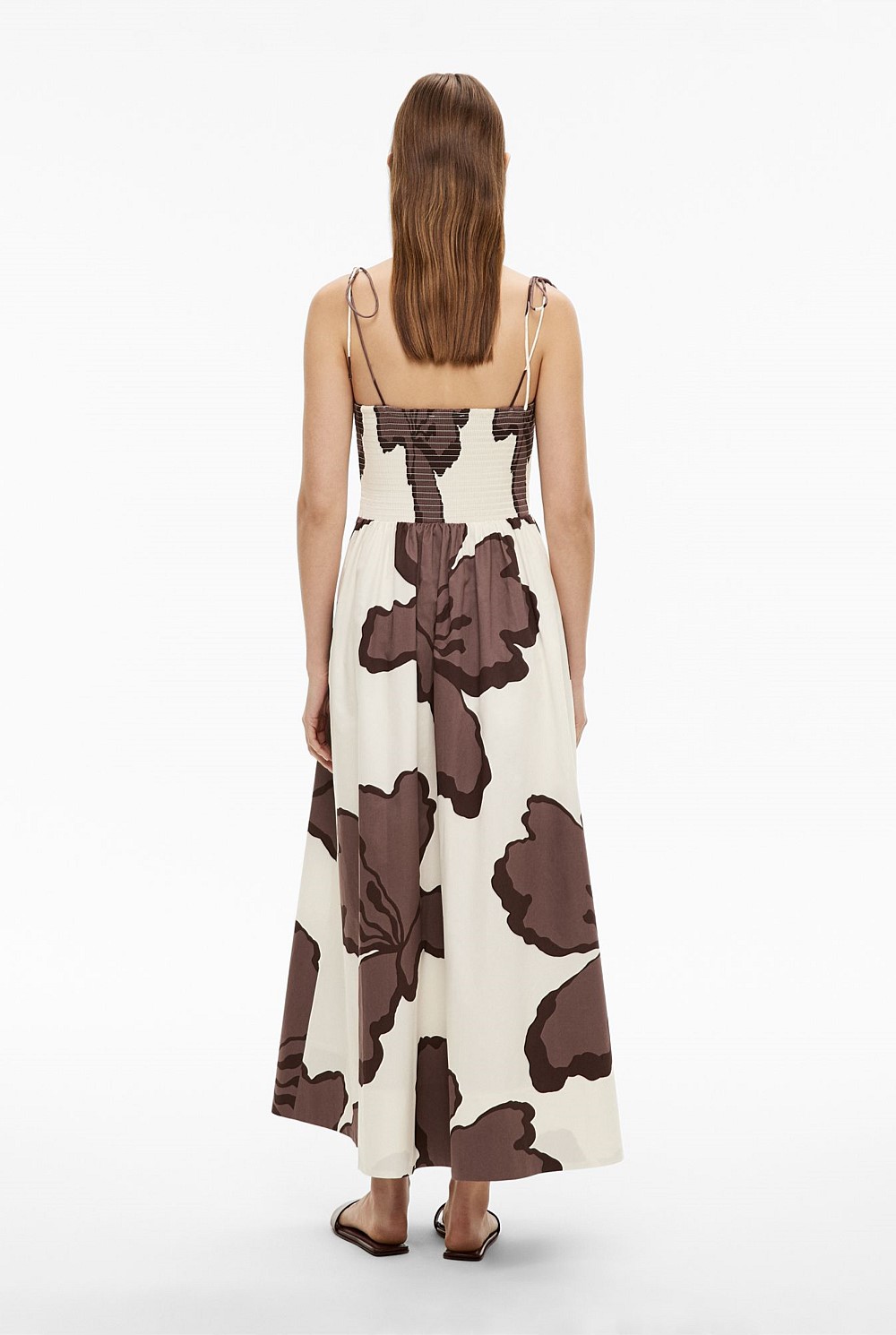 Shirred Print Maxi Dress