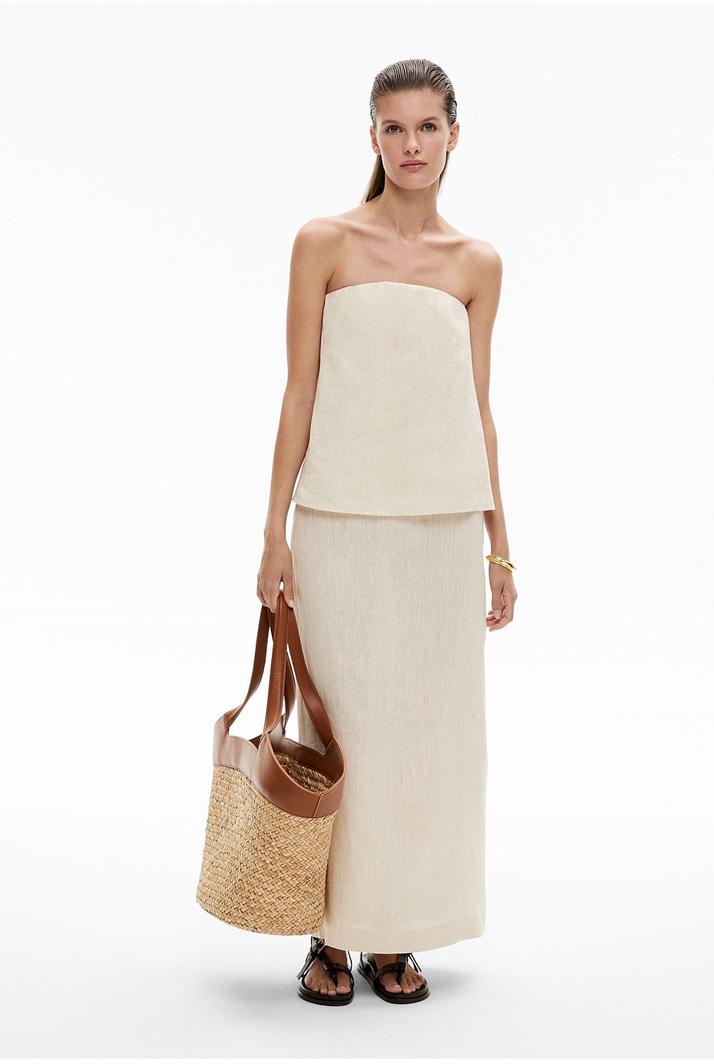 Linen Column Skirt