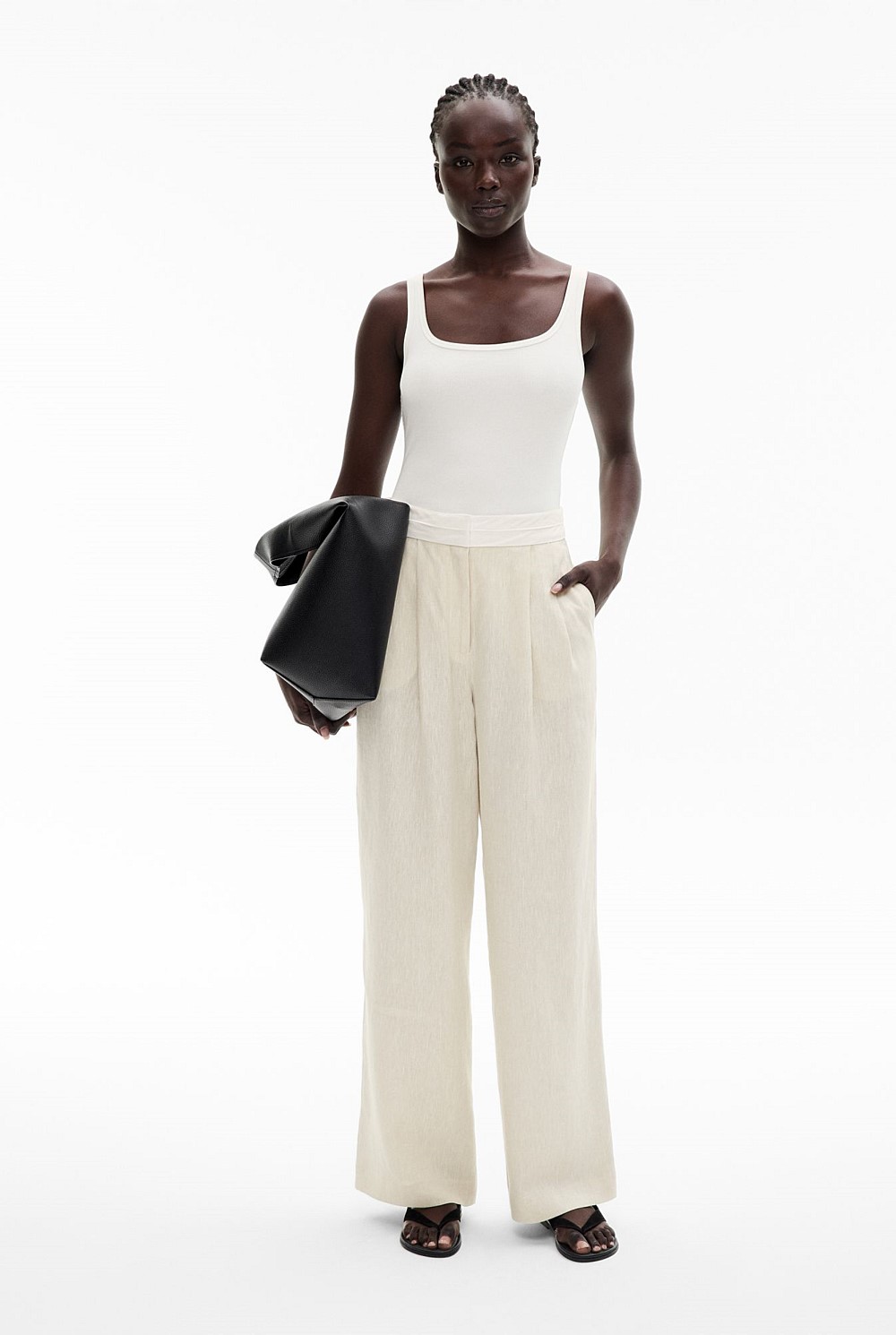 Waist Detail Linen Pant