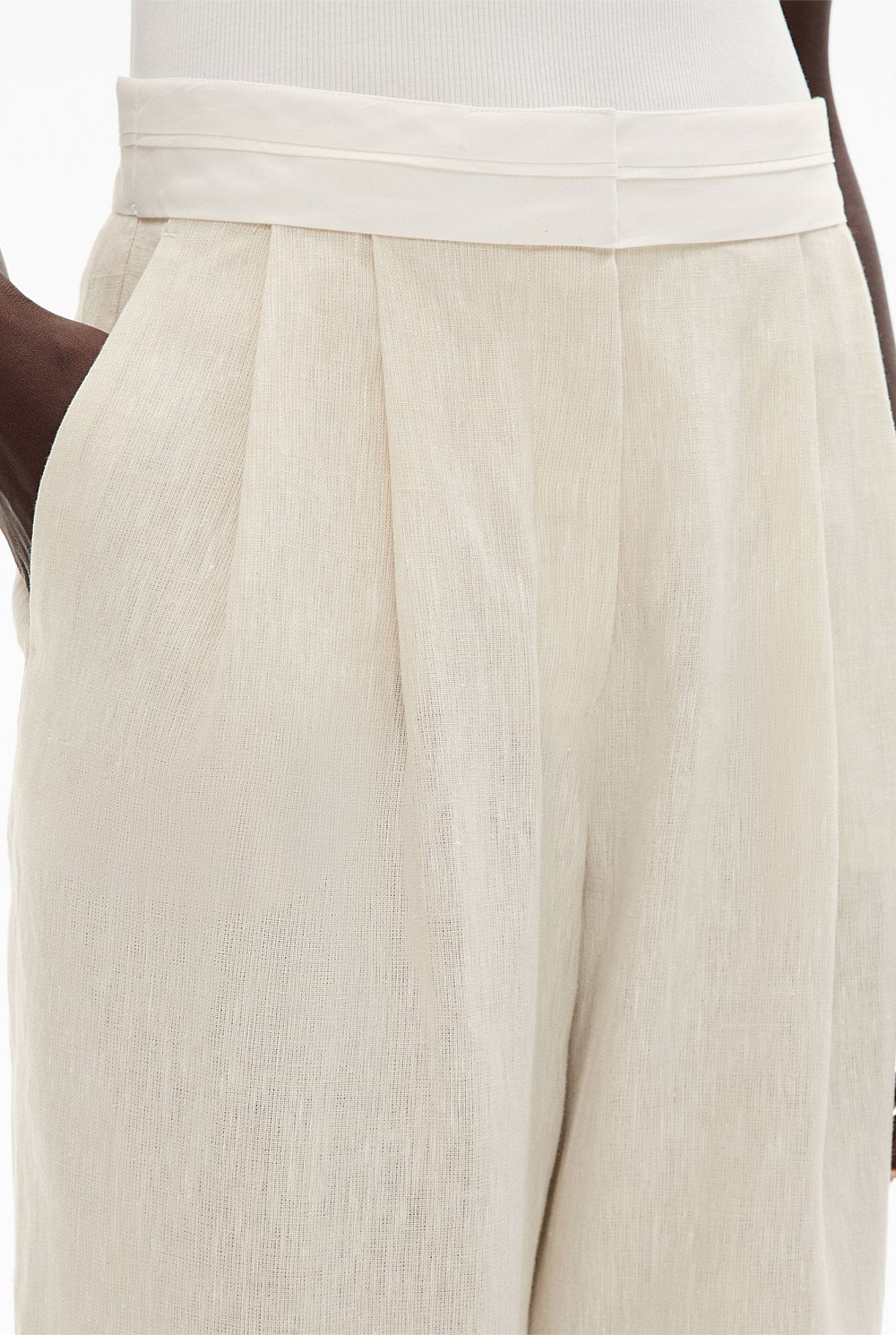 Waist Detail Linen Pant