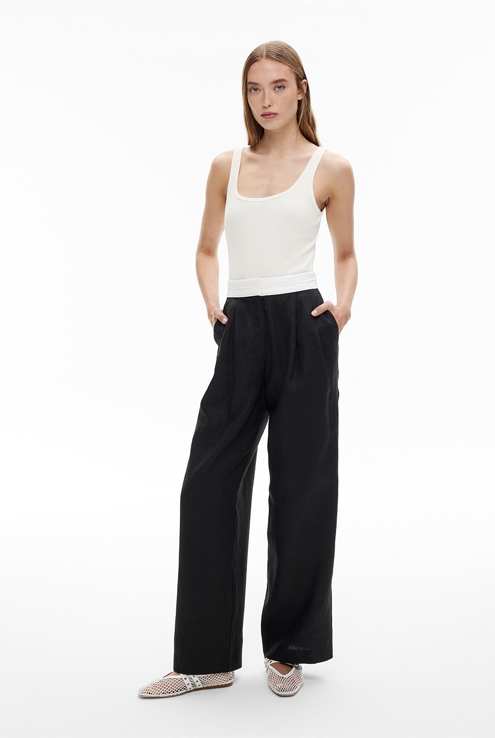 Waist Detail Linen Pant