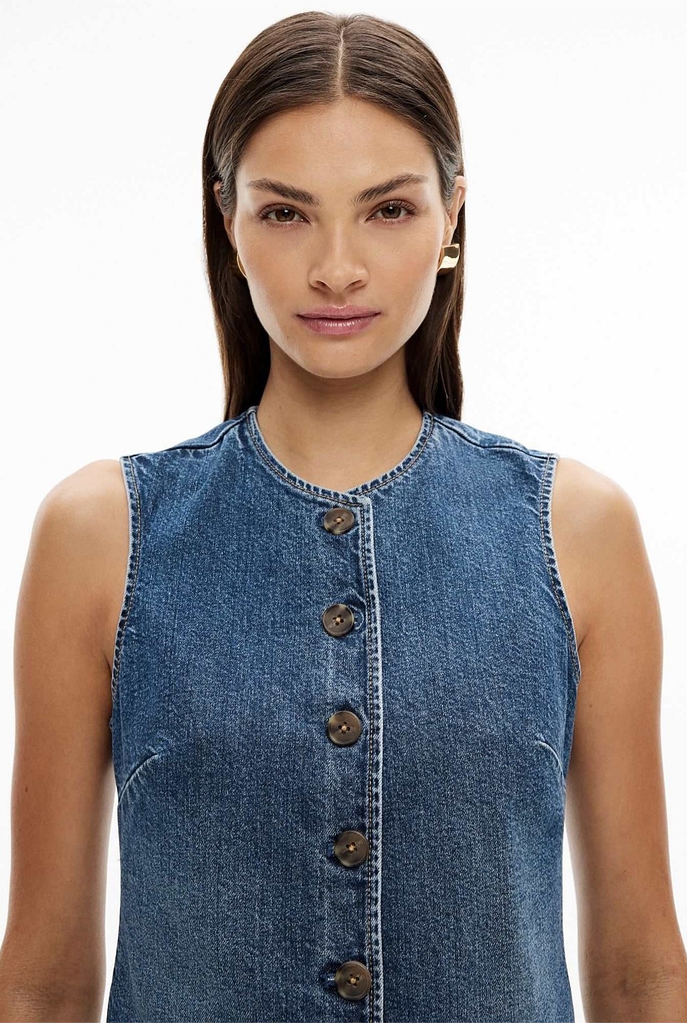 Button Front Denim Dress