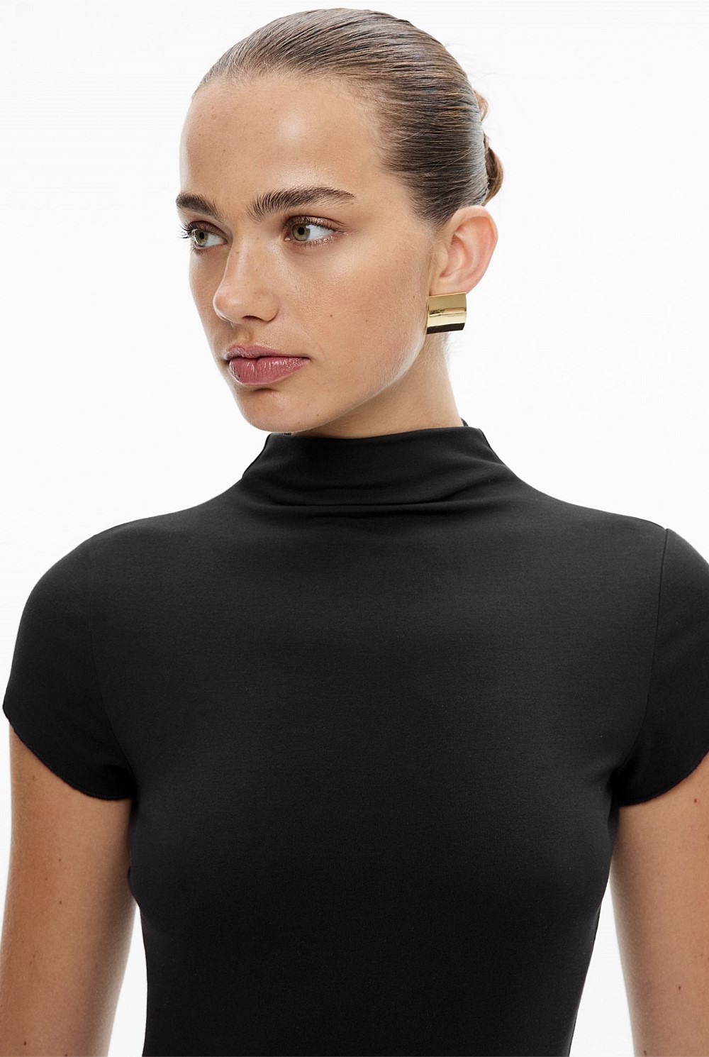 Hi Neck Cap Sleeve Tee